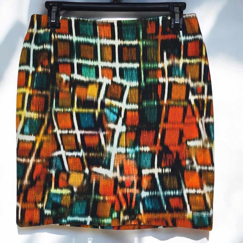 Lafayette 148 New York Pencil Skirt Women Size 2 Cotton Abstract Print Artsy